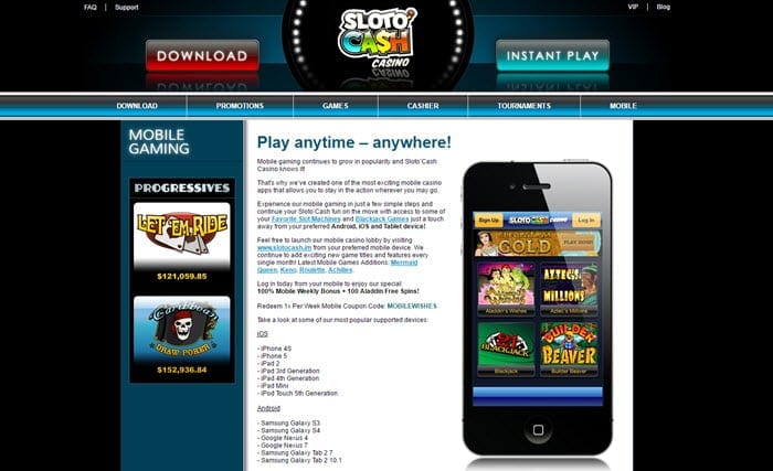 sloto cash mobile casino bonus